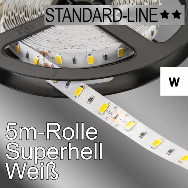 5m High-Power 12V LED-Strip SL-5730 weiß mit 12W/m, Stripes