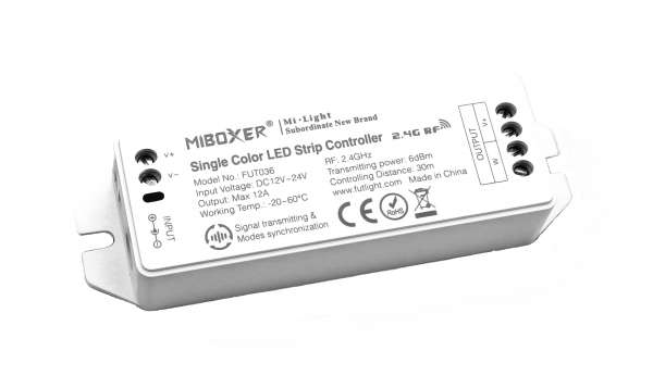 MiBoxer FUT036 gebraucht! 1-Kanal / 4-Zonen Funk-Empfänger DC 12/24V, 12A, 2,4 GHz für Funk-Fernbedienung (107760, 107768)