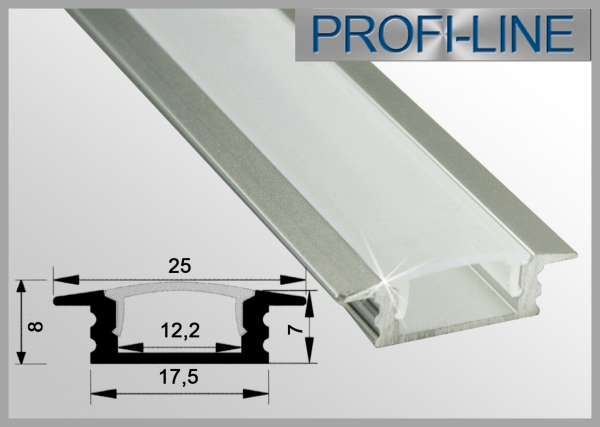 10 cm MUSTER LED Alu-Profil 2m Aluprofil / LED-Profil Einbauvariante flach LAP-31 für LED-Strips inkl. Abdeckung